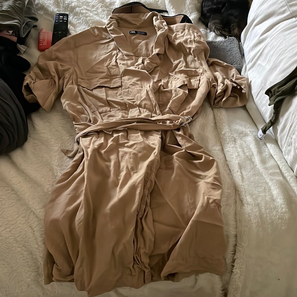 Tan Zara tie up dress